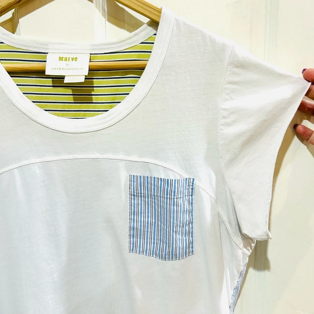 MAEVE Anthropologie Darcy Tunic Tee Striped Coastal Preppy Relaxed Size S - Picture 5 of 10